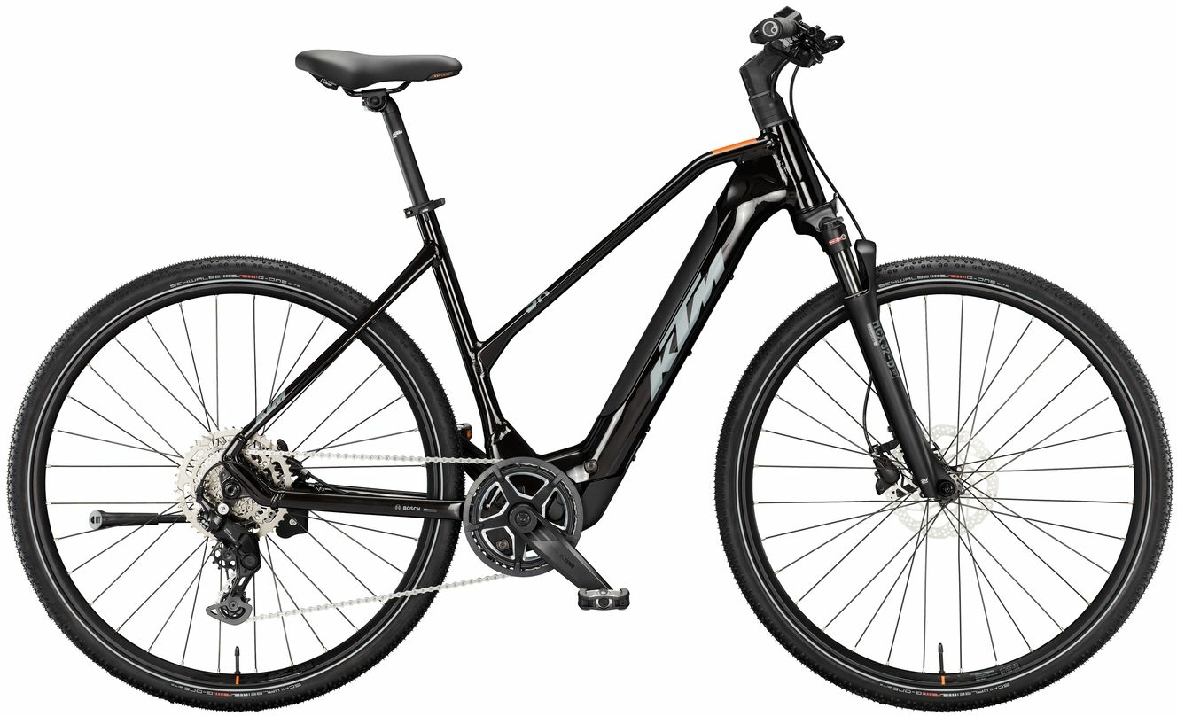 KTM MACINA CROSS SX 20, 9 Gang Kettenschaltung, Damenfahrrad, Trapez, Modell 2024, 28 Zoll 51 cm flaming black (grey+ora