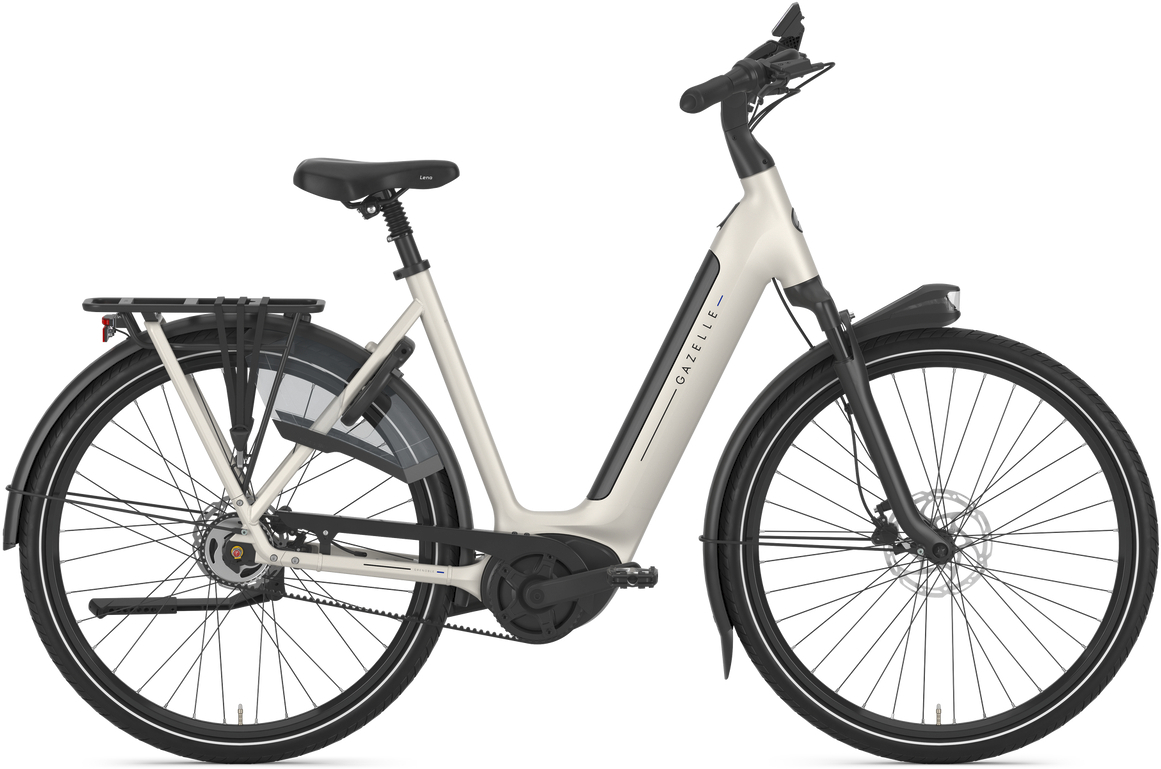 Gazelle Grenoble C5 HMB (625 Wh), 5 Gang Nabenschaltung, Unisexfahrrad, Wave, Modell 2025, 28 Zoll 61 cm ivory white