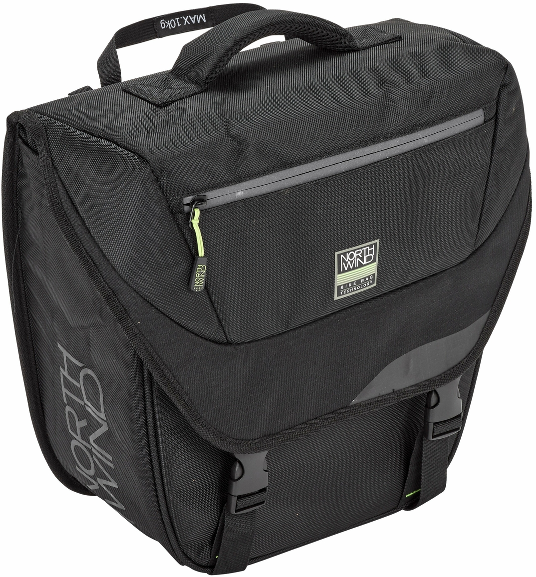 Northwind Gepäckträgertasche Single Pannier Classic (schwarz/lime)