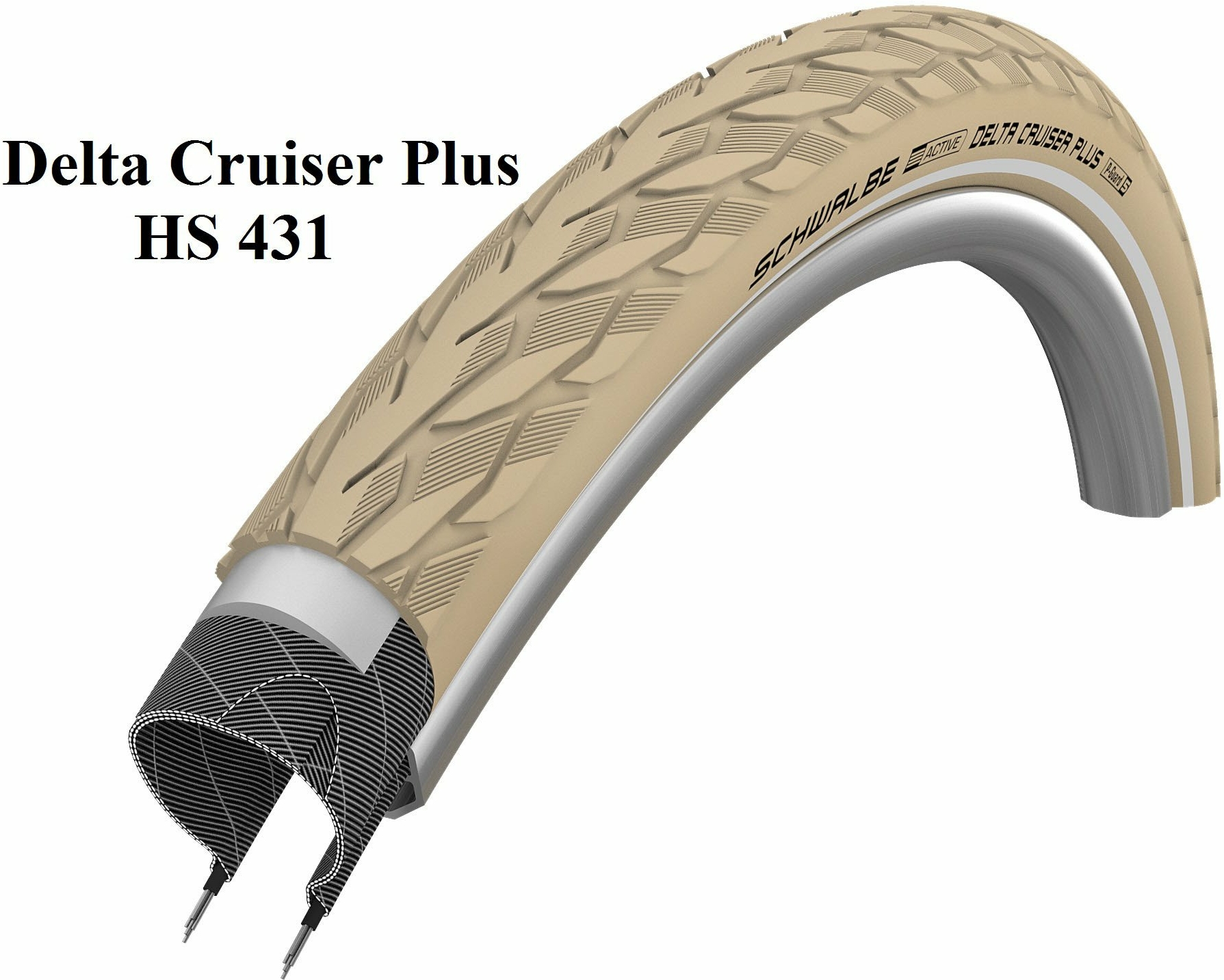 Schwalbe Active Line - Twin Skin - Drahtreifen, 26 Zoll Delta Cruiser Plus (37-590) creme/creme