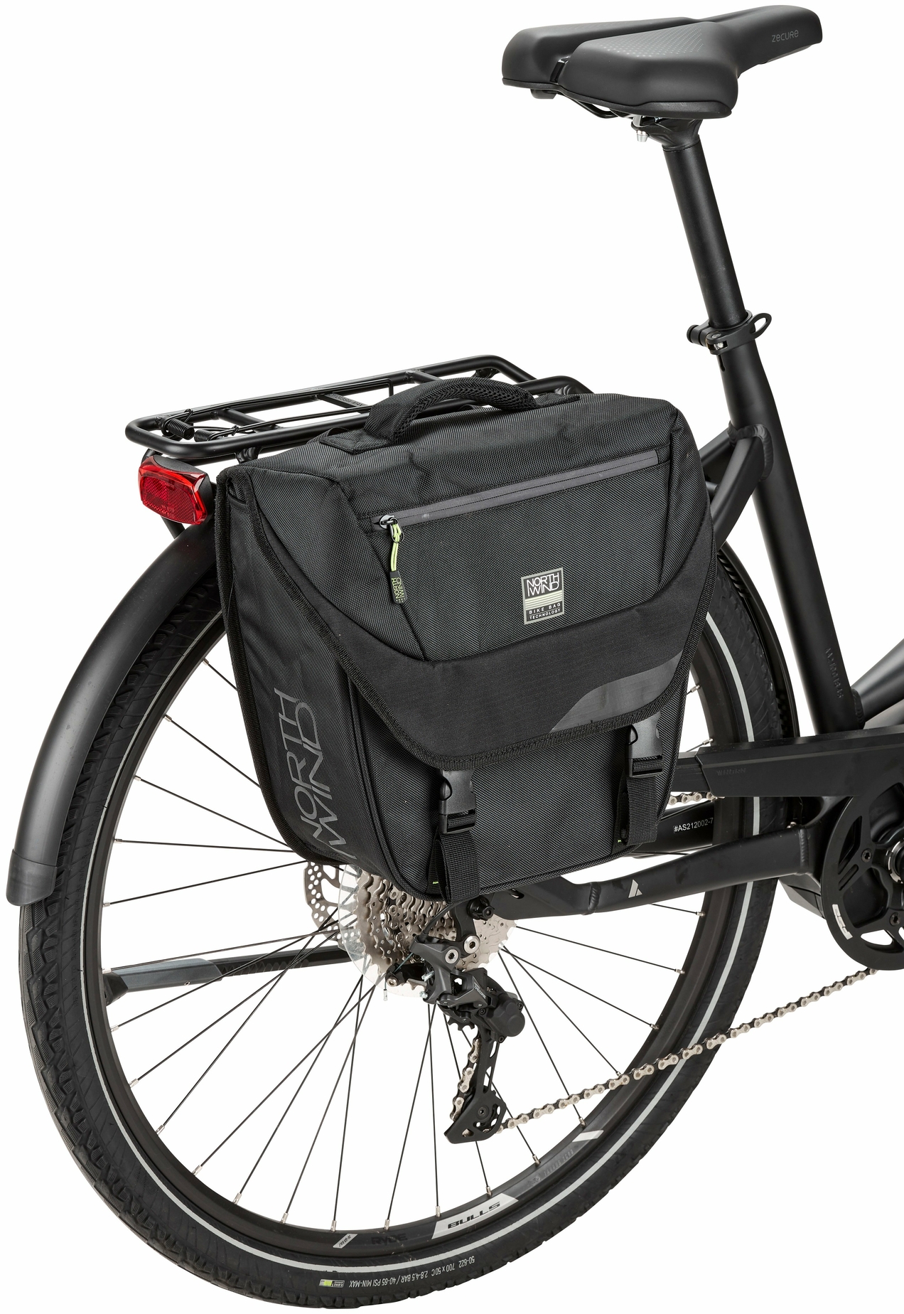 Northwind Gepäckträgertasche Single Pannier Classic (schwarz/lime)