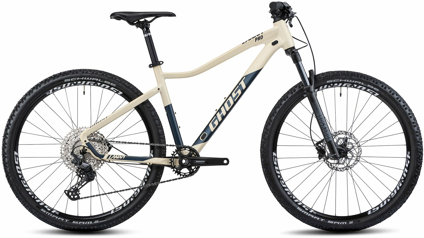 GHOST Lanao Pro 27.5 AL, 12 Gang Kettenschaltung, Damenfahrrad, Diamant, Modell 2024, 27,5 Zoll 44 cm beige metallic/dar