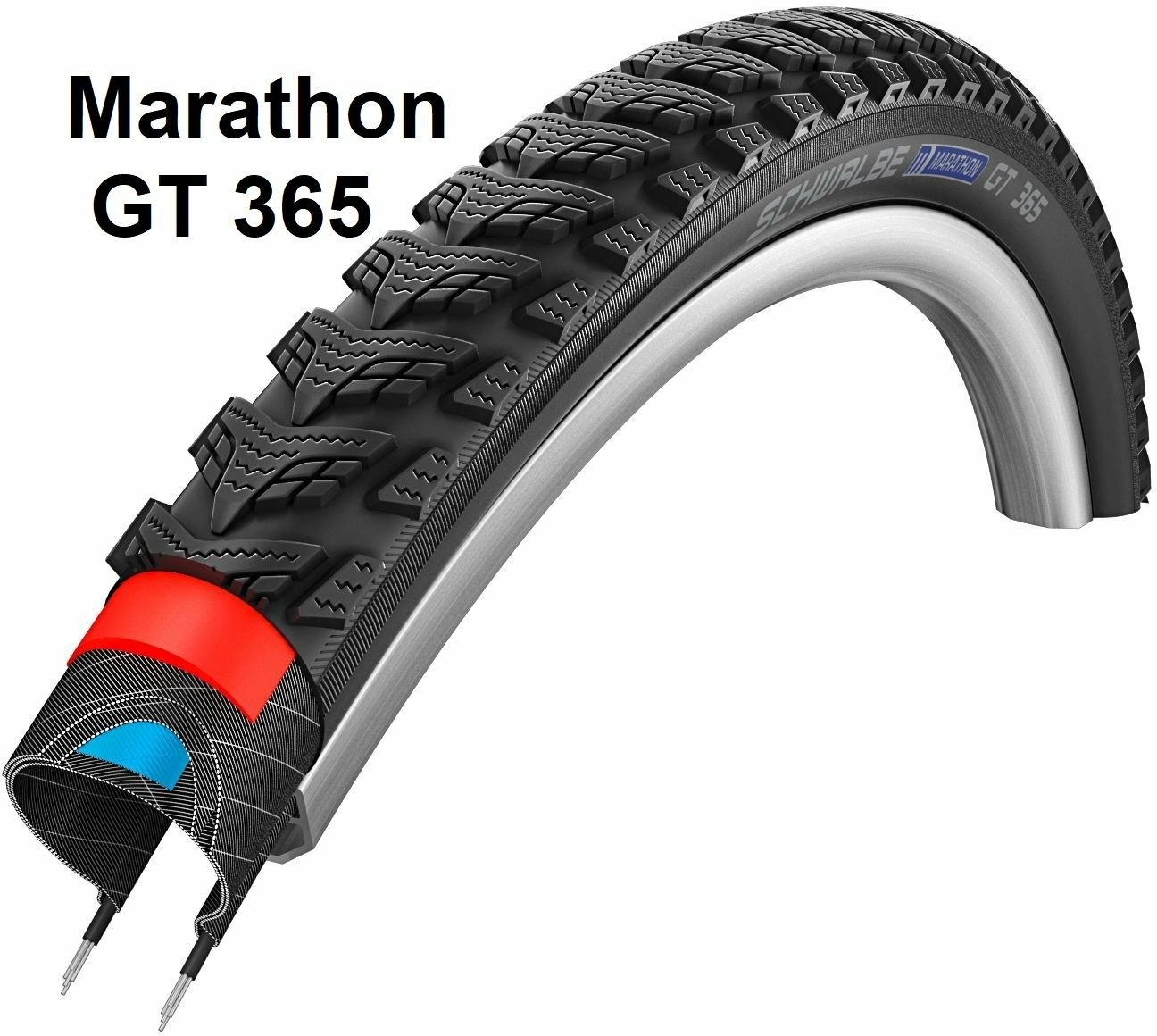 Schwalbe Performance Line, DualGuard - Tube - E-25 - Drahtreifen HS 475 - 26 Zoll Marathon GT 365 (50-559) schwarz/schwa