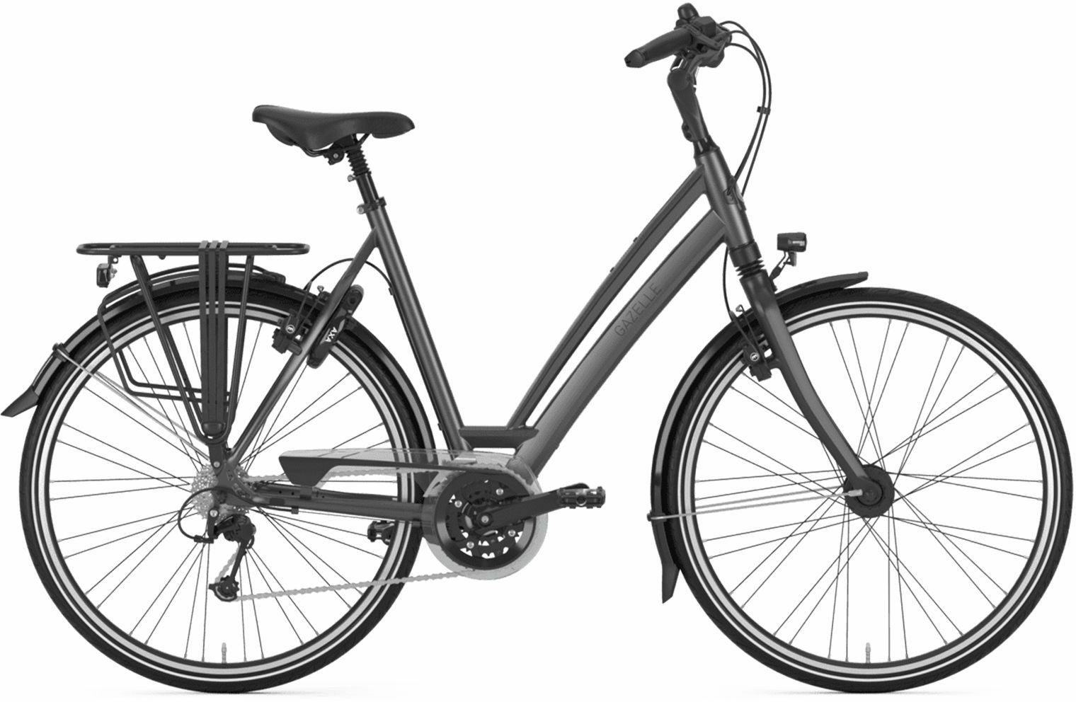 Gazelle CHAMONIX T30, 30 Gang Kettenschaltung, Damenfahrrad, Wave, Modell 2023, 28 Zoll 49 cm desert titanium grey