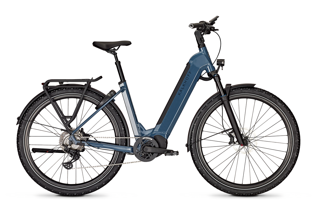 Kalkhoff ENTICE 5.B MOVE+ (625 Wh), 10 Gang Kettenschaltung, Damenfahrrad, Wave, Modell 2023, 29 Zoll 58 cm stoneblue glossy 125596