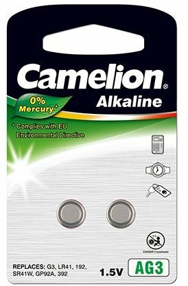 Camelion 0%HG Knopfzelle AG3/LR41 2-er silber