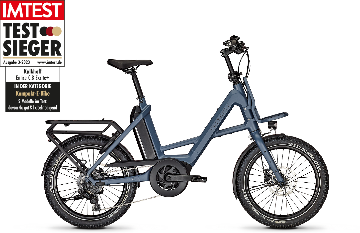 KALKHOFF ENTICE C.B EXCITE+ (545 Wh), 9 Gang Kettenschaltung, Unisexfahrrad, Kompakt, Modell 2024, 20 Zoll