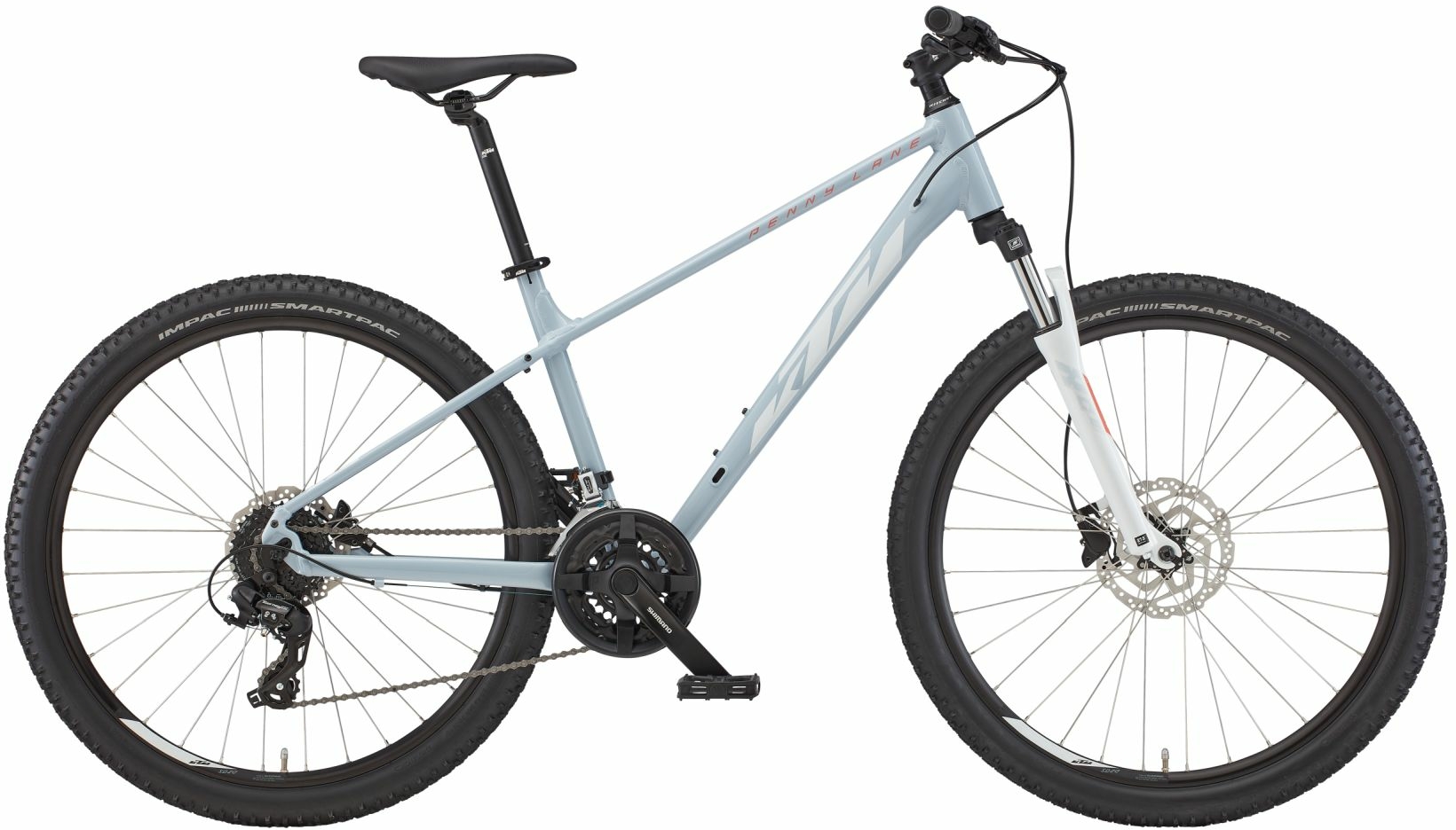 KTM PENNY LANE 272, 24 Gang Kette, Damenfahrrad, Diamant, Modell 2022/2023, 27,5 Zoll 47 cm light sky (white+coral)